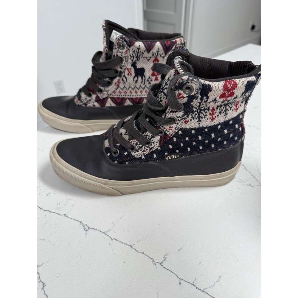 Vans Fair Isle Knit High Top Women's 6.5 Rubber Zip Back Sneakers Shoes EUC - Picture 8 of 10